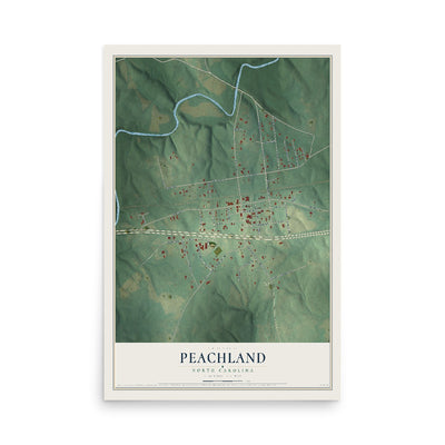 Map of Peachland, North Carolina, 12 x 18 inch unframed archival matte print