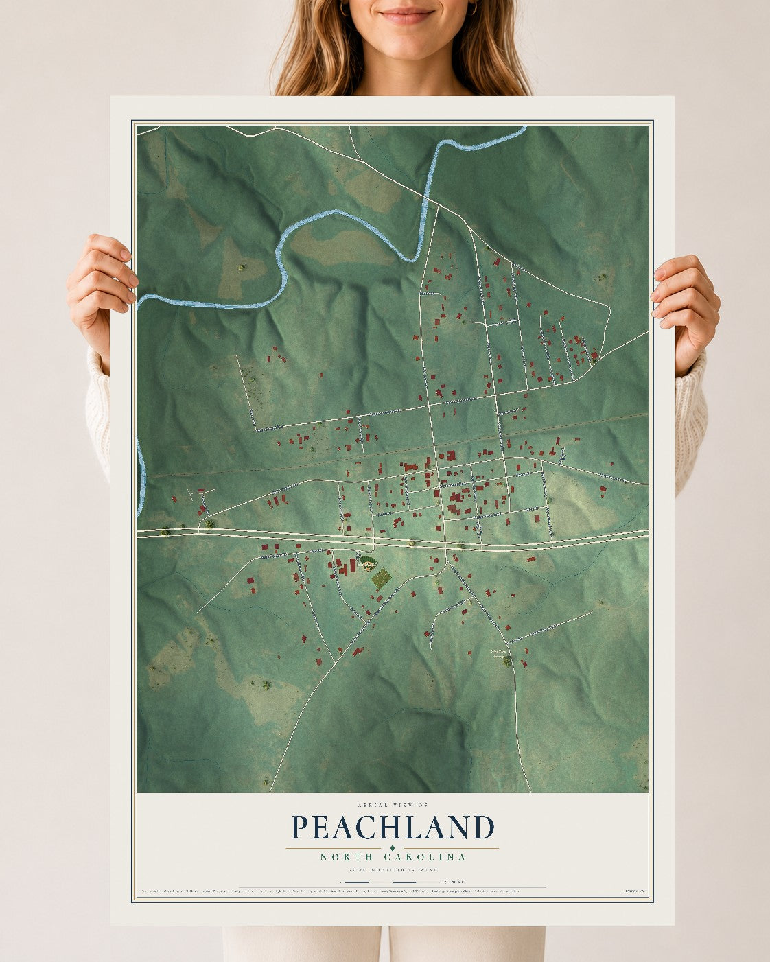 Map of Peachland, North Carolina, 24 x 36 inch unframed archival matte print