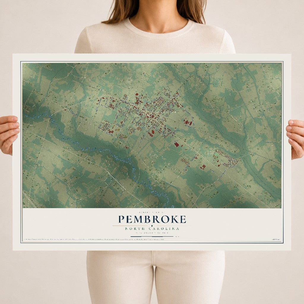 Map of Pembroke, North Carolina, 18 x 24 inch unframed archival matte print