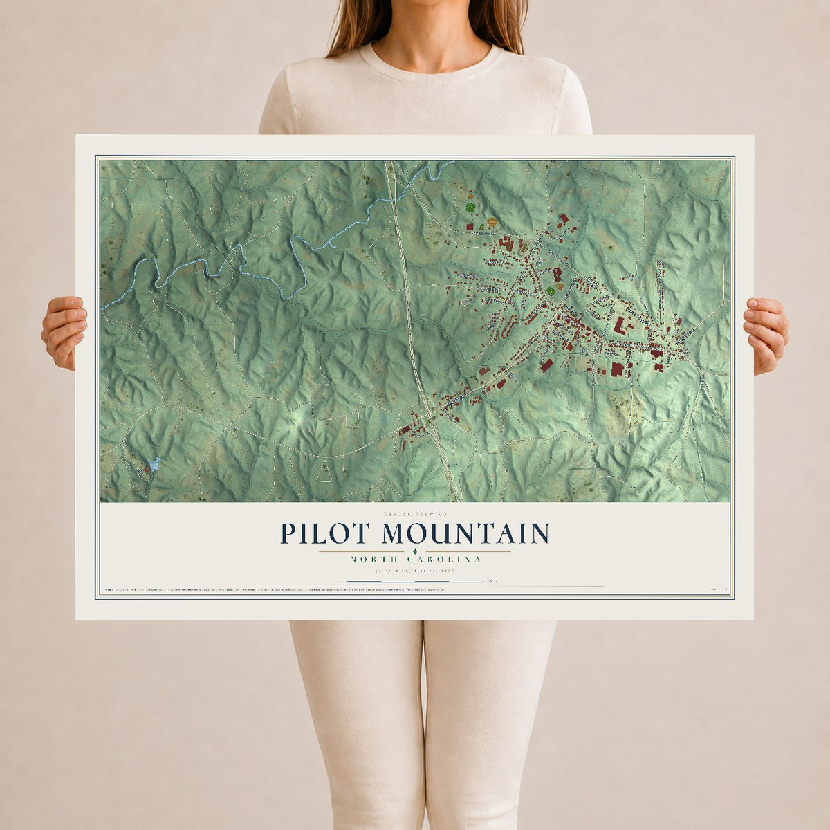 Map of Pilot Mountain, North Carolina, 24 x 36 inch unframed archival matte print