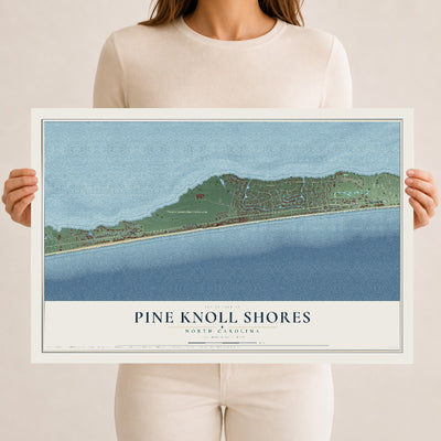 Map of Pine Knoll Shores, North Carolina, 12 x 18 inch unframed archival matte print