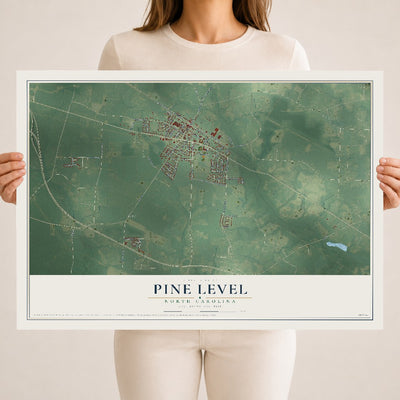 Map of Pine Level, North Carolina, 18 x 24 inch unframed archival matte print