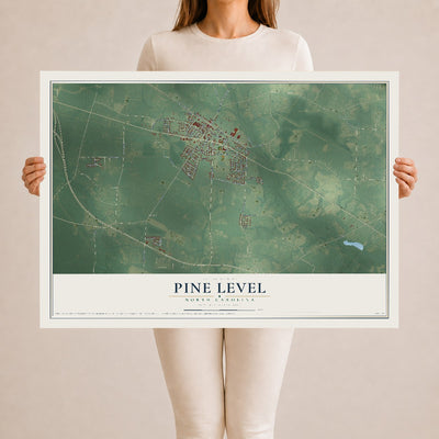 Map of Pine Level, North Carolina, 24 x 36 inch unframed archival matte print