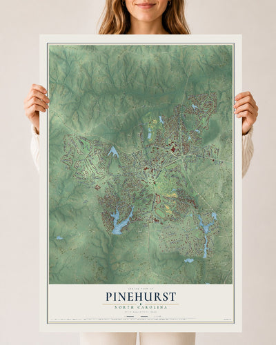 Map of Pinehurst, North Carolina, 24 x 36 inch unframed archival matte print