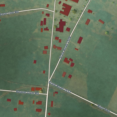 Close-up of the map of Pinetown, North Carolina print showing street and building detail