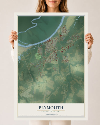 Map of Plymouth, North Carolina, 24 x 36 inch unframed archival matte print