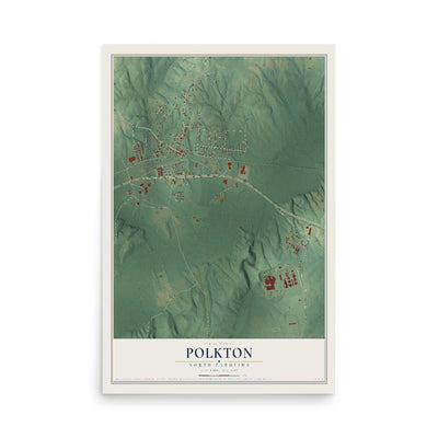 Map of Polkton, North Carolina, 12 x 18 inch unframed archival matte print