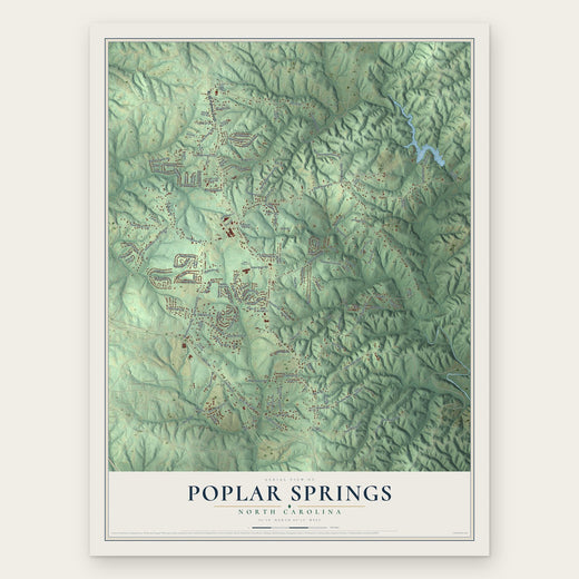 Poplar Springs, North Carolina map print, the full design