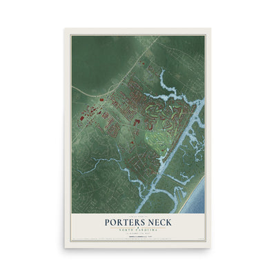 Map of Porters Neck, North Carolina, 12 x 18 inch unframed archival matte print