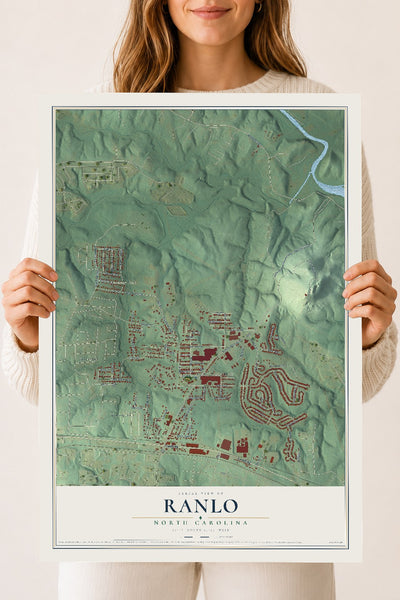 Map of Ranlo, North Carolina, 18 x 24 inch unframed archival matte print