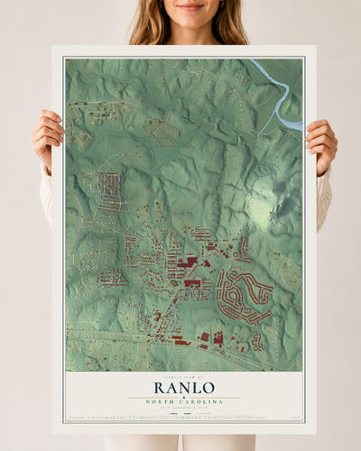 Map of Ranlo, North Carolina, 24 x 36 inch unframed archival matte print