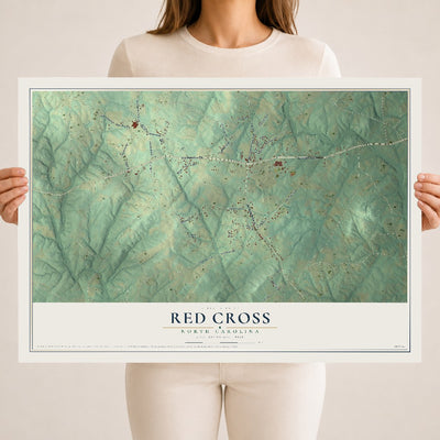 Map of Red Cross, North Carolina, 18 x 24 inch unframed archival matte print