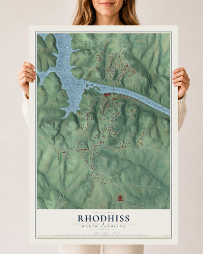 Map of Rhodhiss, North Carolina, 24 x 36 inch unframed archival matte print