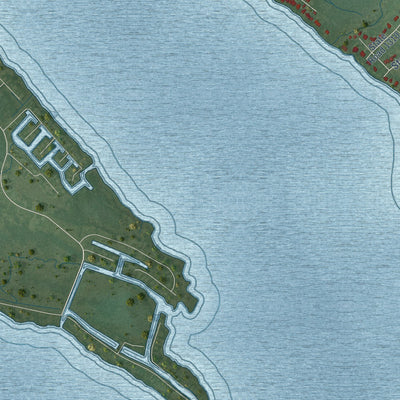 Close-up of the map of River Road, North Carolina print showing street and building detail