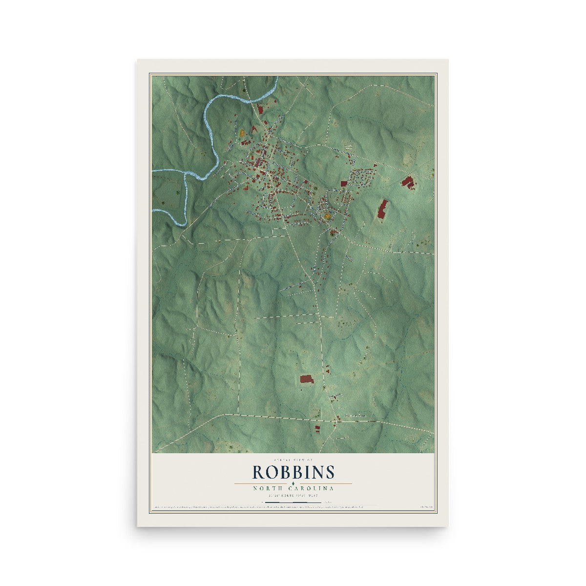 Map of Robbins, North Carolina, 12 x 18 inch unframed archival matte print