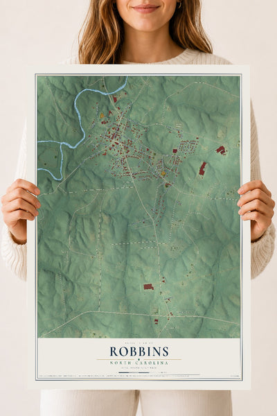 Map of Robbins, North Carolina, 18 x 24 inch unframed archival matte print