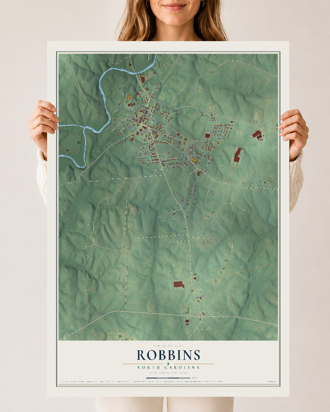 Map of Robbins, North Carolina, 24 x 36 inch unframed archival matte print