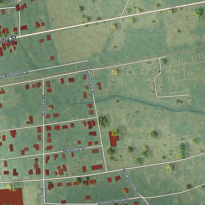 Second close-up of the map of Robersonville, North Carolina print showing more streets and buildings