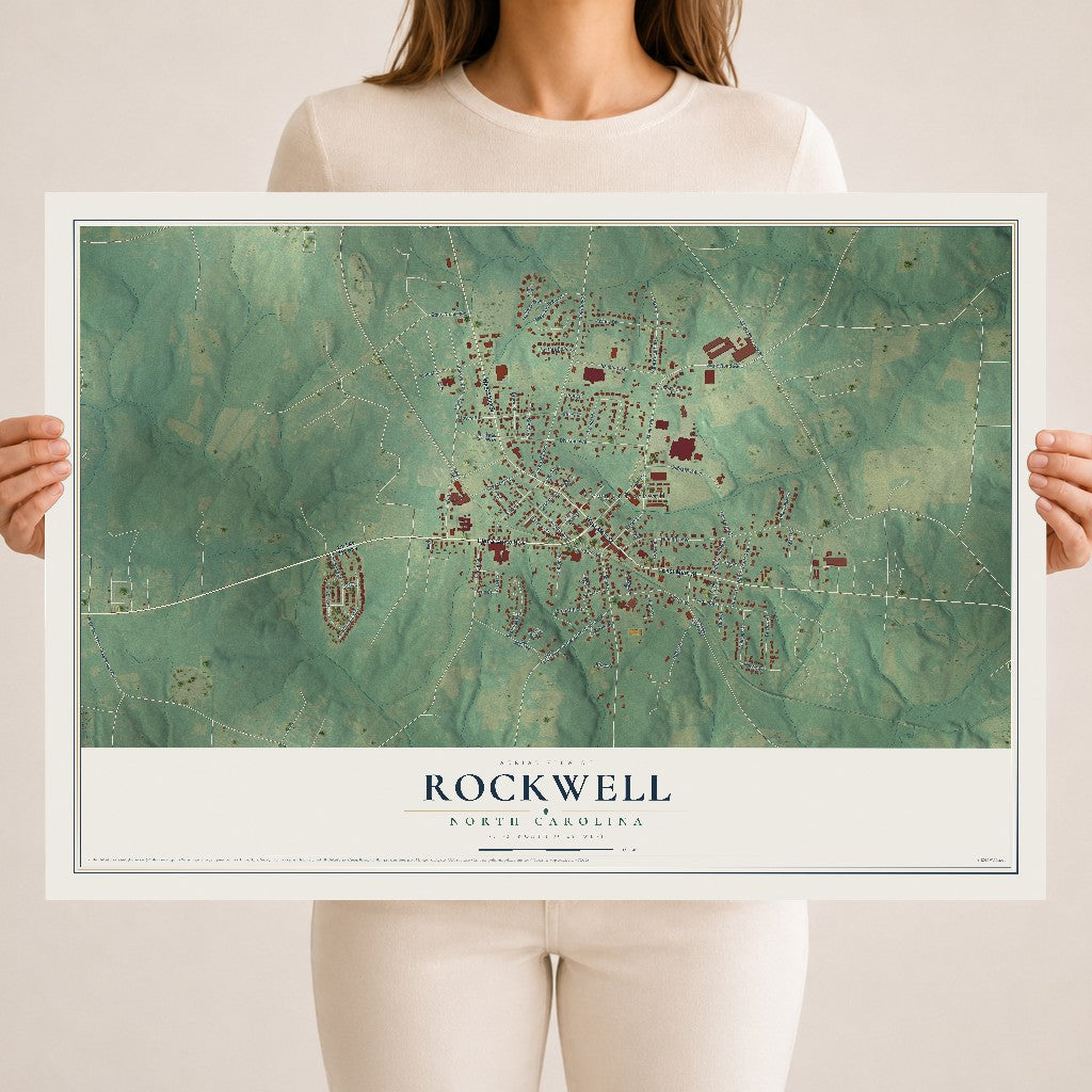Map of Rockwell, North Carolina, 18 x 24 inch unframed archival matte print