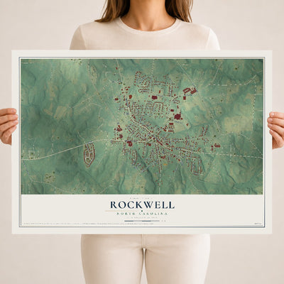 Map of Rockwell, North Carolina, 18 x 24 inch unframed archival matte print