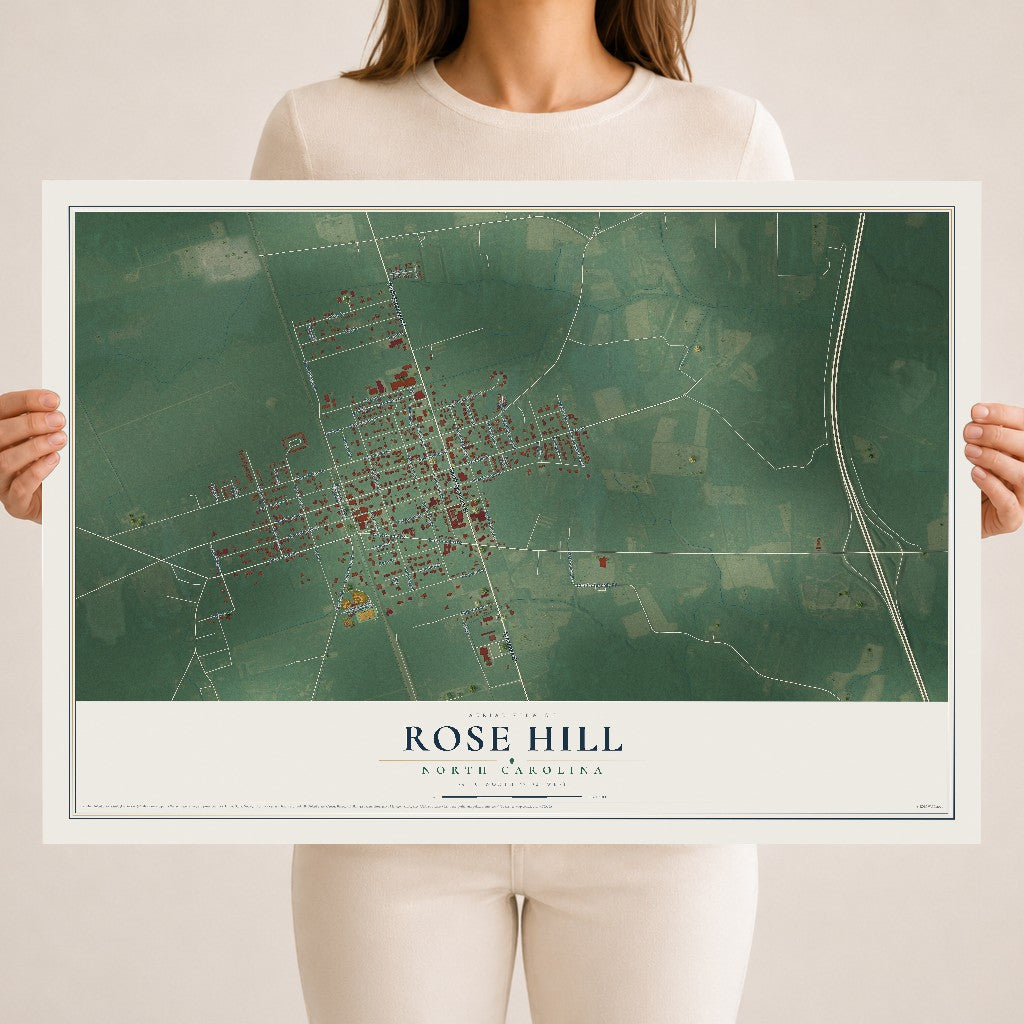 Map of Rose Hill, North Carolina, 18 x 24 inch unframed archival matte print