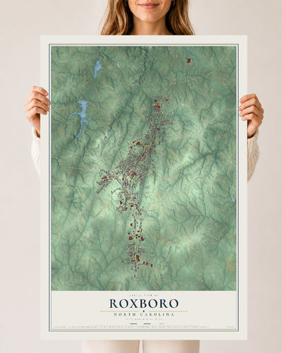 Map of Roxboro, North Carolina, 24 x 36 inch unframed archival matte print