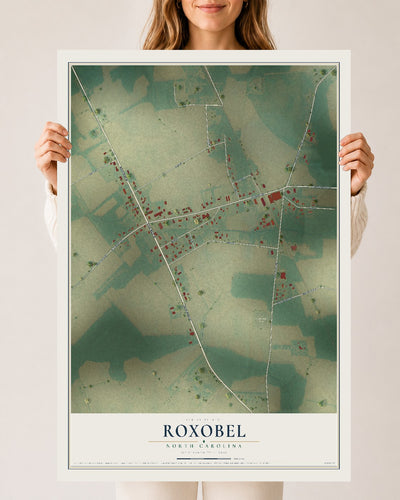 Map of Roxobel, North Carolina, 24 x 36 inch unframed archival matte print