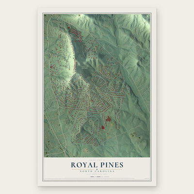 Royal Pines, North Carolina map print, the full design