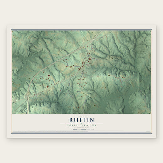 Ruffin, North Carolina map print, the full design