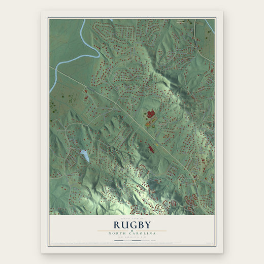 Rugby, North Carolina map print, the full design