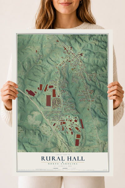 Map of Rural Hall, North Carolina, 18 x 24 inch unframed archival matte print