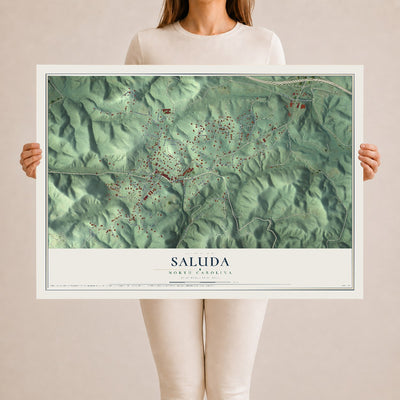Map of Saluda, North Carolina, 24 x 36 inch unframed archival matte print