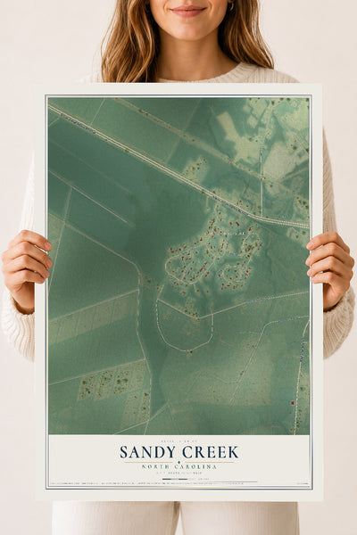 Map of Sandy Creek, North Carolina, 18 x 24 inch unframed archival matte print