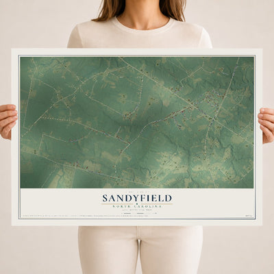 Map of Sandyfield, North Carolina, 18 x 24 inch unframed archival matte print