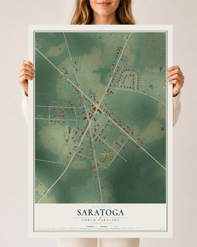 Map of Saratoga, North Carolina, 24 x 36 inch unframed archival matte print