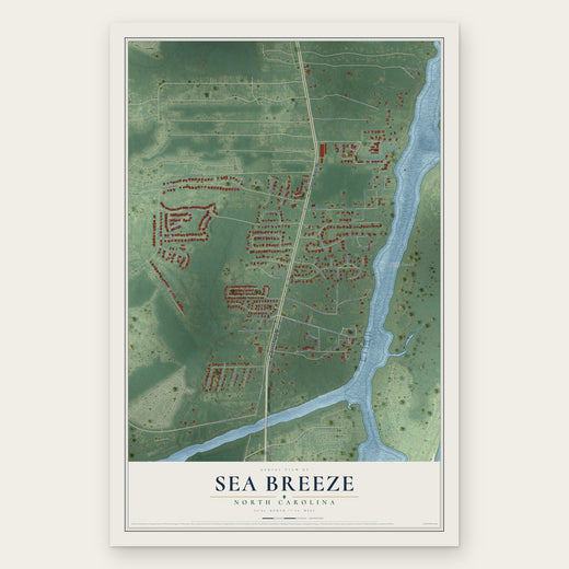Sea Breeze, North Carolina map print, the full design