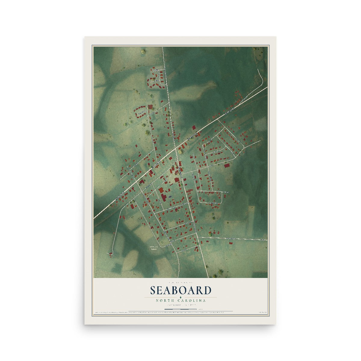 Map of Seaboard, North Carolina, 12 x 18 inch unframed archival matte print