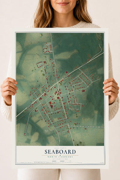 Map of Seaboard, North Carolina, 18 x 24 inch unframed archival matte print