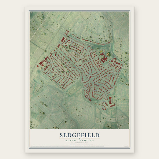 Sedgefield, North Carolina map print, the full design
