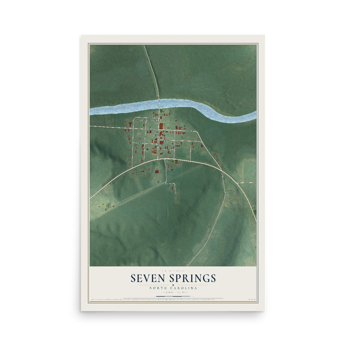 Map of Seven Springs, North Carolina, 12 x 18 inch unframed archival matte print