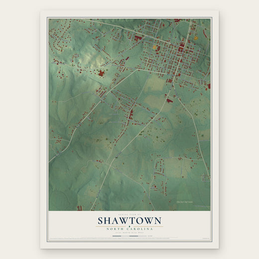 Shawtown, North Carolina map print, the full design