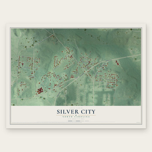Silver City, North Carolina map print, the full design