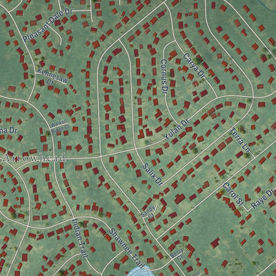 Close-up of the map of Silver Lake, North Carolina print showing street and building detail