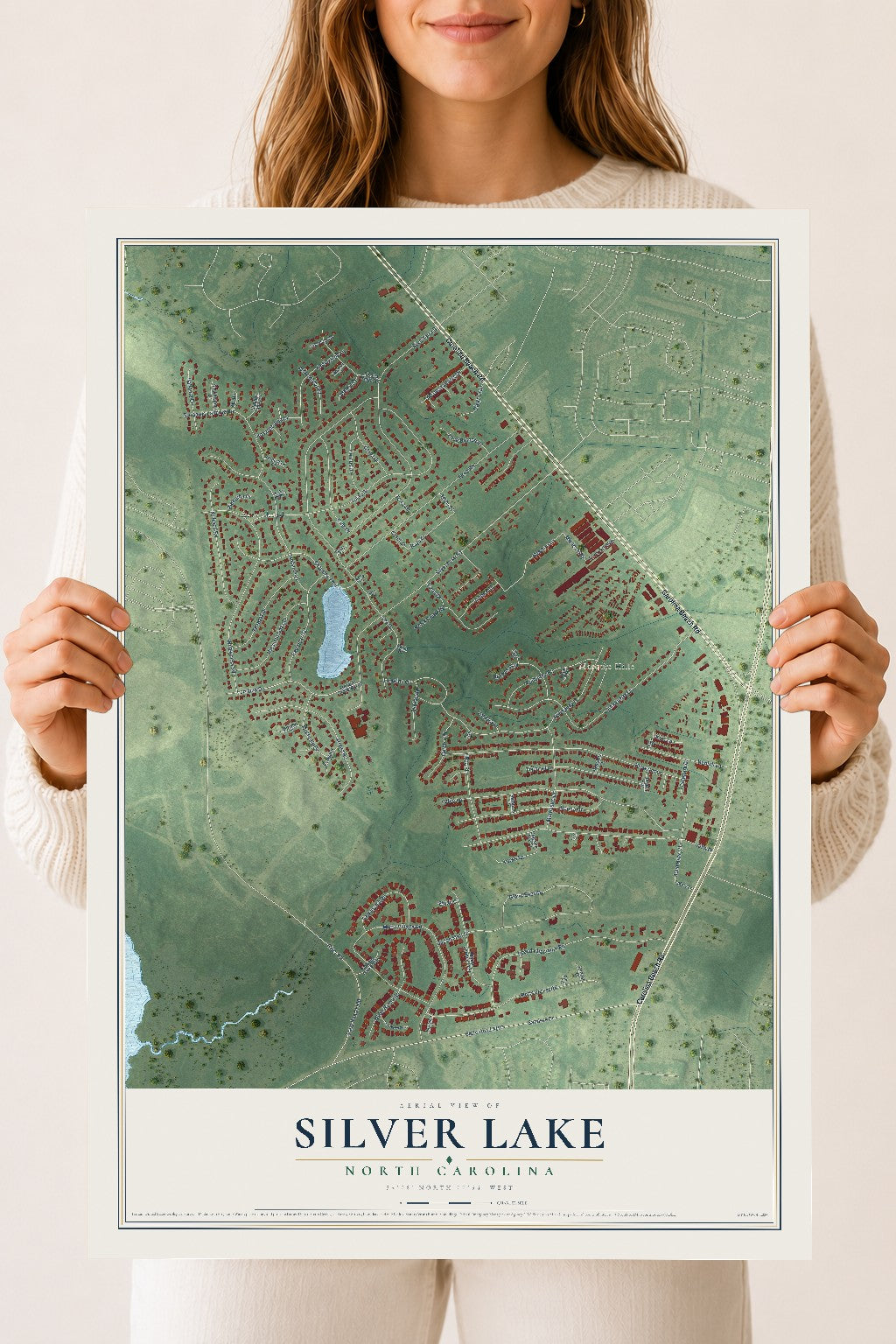 Map of Silver Lake, North Carolina, 18 x 24 inch unframed archival matte print
