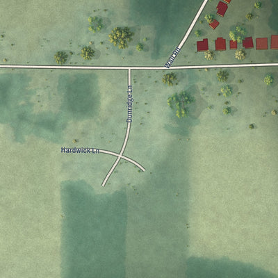 Second close-up of the map of Sims, North Carolina print showing more streets and buildings