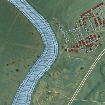 Close-up of the map of Skippers Corner, North Carolina print showing street and building detail