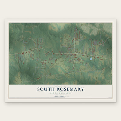 South Rosemary, North Carolina map print, the full design