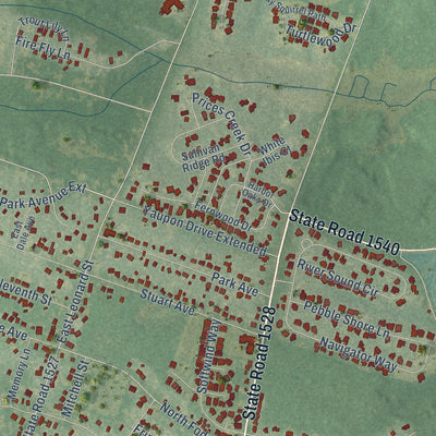 Second close-up of the map of Southport, North Carolina print showing more streets and buildings