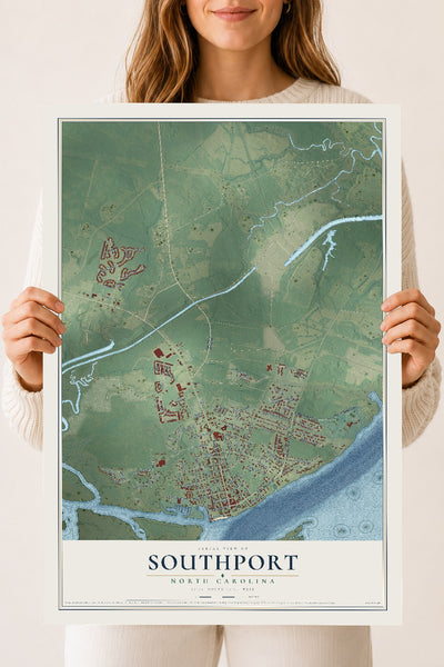 Map of Southport, North Carolina, 18 x 24 inch unframed archival matte print