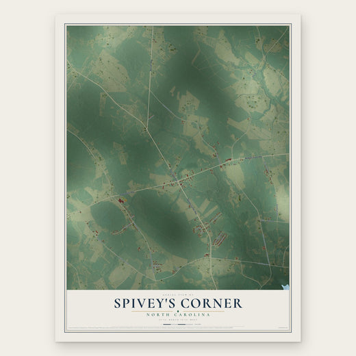 Spivey's Corner, North Carolina map print, the full design